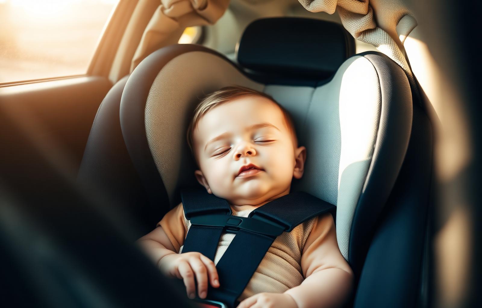 Slapende baby veilig in autostoel